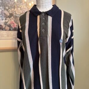 Vintage Vagabond Urban Rags Striped Long Sleeve Polo Shirt